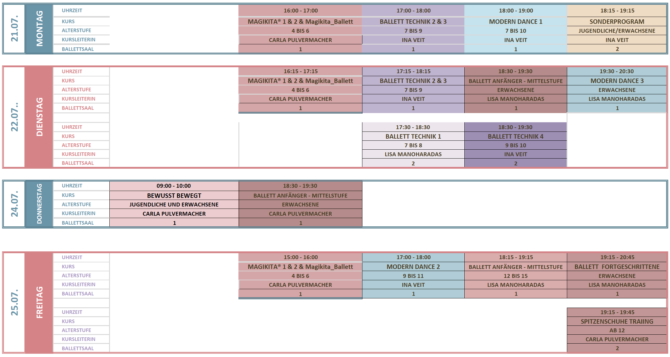 Ferienprogramm SOmmer Woche 3 INA